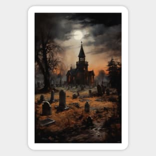 Moonlit Cemetery Sticker